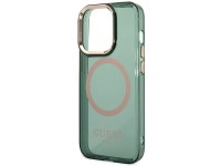 Capa r�gida Guess GUHMP14XHTCMA para iPhone 14 Pro Max 6.7" verde/c�qui com contorno dourado e tecno