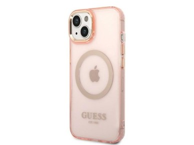 Funda rígida Guess GUHMP14MHTCMP para iPhone 14 Plus de 6,7" rosa/rosa con contorno dorado y MagSafe Funda rígida Guess GUHMP14MHTCMP para iPhone 14 Plus de 6,7" rosa/rosa con contorno dorado y MagSafe