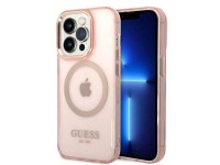 Guess GUHMP14LHTCMP iPhone 14 Pro 6.1" pink/pink hard case Gold Outline Translucent MagSafe Guess GUHMP14LHTCMP iPhone 14 Pro 6.1" pink/pink hard case Gold Outline Translucent MagSafe