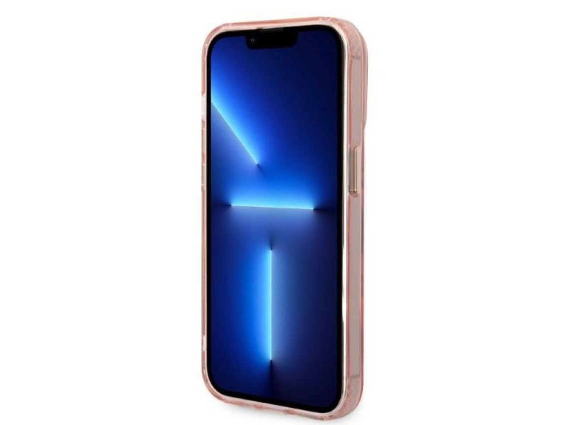 Guess GUHMP14LHTCMP iPhone 14 Pro 6.1" pink/pink hard case Gold Outline Translucent MagSafe