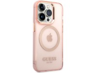 Funda r�gida Guess GUHMP14XHTCMP para iPhone 14 Pro Max de 6,7" rosa/rosa con contorno dorado y MagS