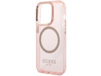 Funda r�gida Guess GUHMP14XHTCMP para iPhone 14 Pro Max de 6,7" rosa/rosa con contorno dorado y MagS