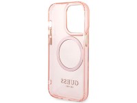 Funda r�gida Guess GUHMP14XHTCMP para iPhone 14 Pro Max de 6,7" rosa/rosa con contorno dorado y MagS