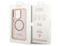 Funda r�gida Guess GUHMP14XHTCMP para iPhone 14 Pro Max de 6,7" rosa/rosa con contorno dorado y MagS