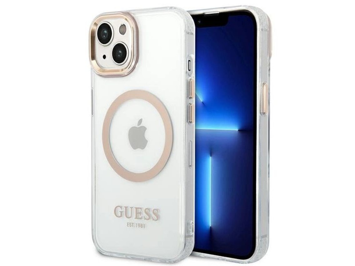 Guess GUHMP14SHTRMD iPhone 14 6.1 "gold / gold hard case Metal Outline Magsafe