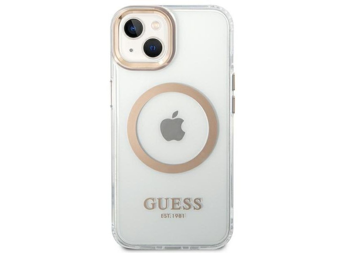 Guess GUHMP14SHTRMD iPhone 14 6.1 "gold / gold hard case Metal Outline Magsafe