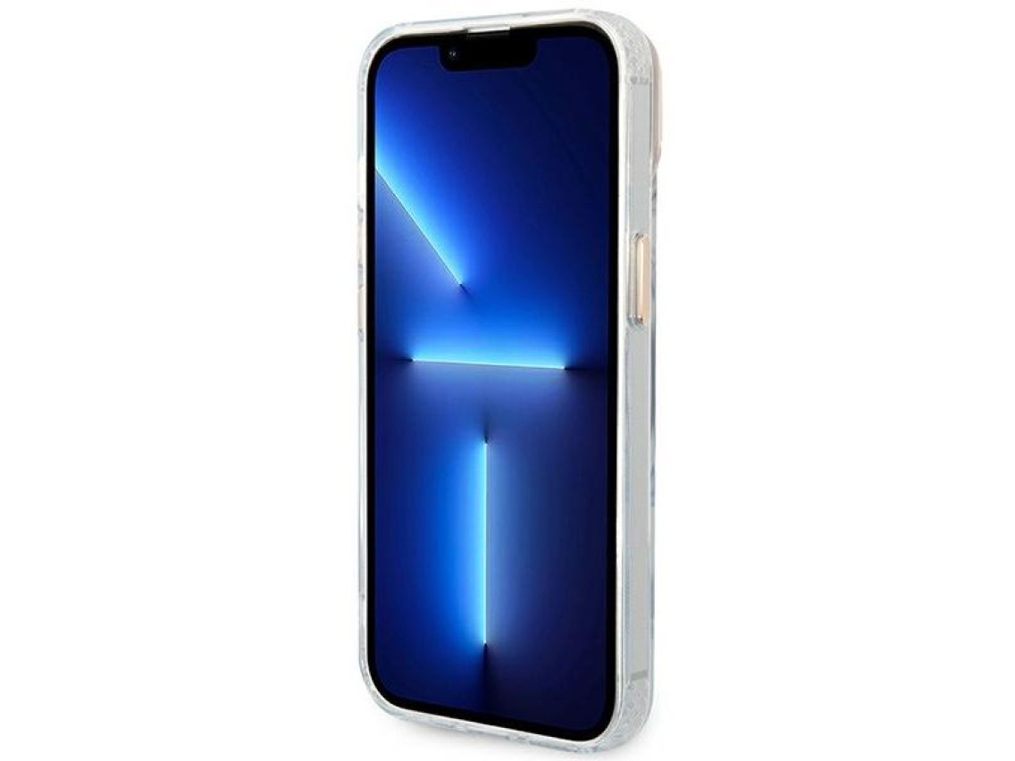Capa rígida dourada Guess GUHMP14MHTRMD para iPhone 14 Plus de 6,7 polegadas com contorno metálico e