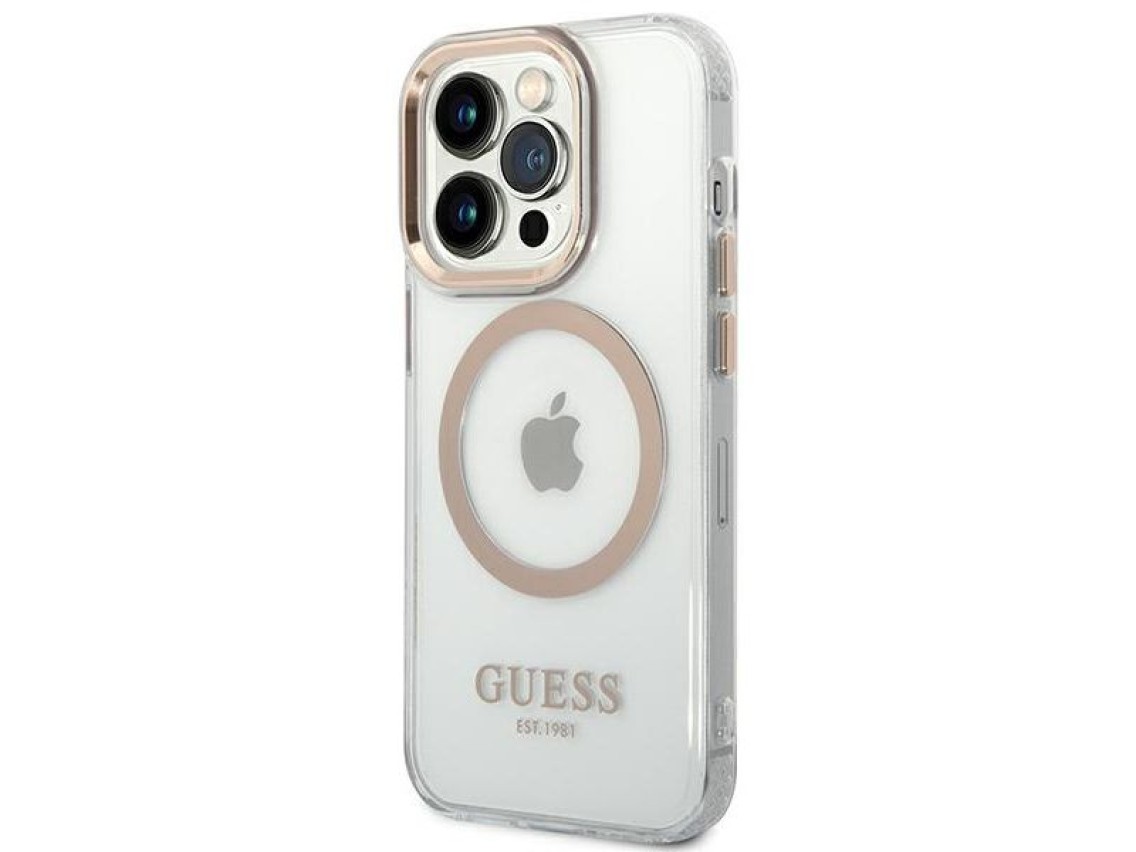Guess GUHMP14LHTRMD iPhone 14 Pro 6.1 "gold / gold hard case Metal Outline Magsafe