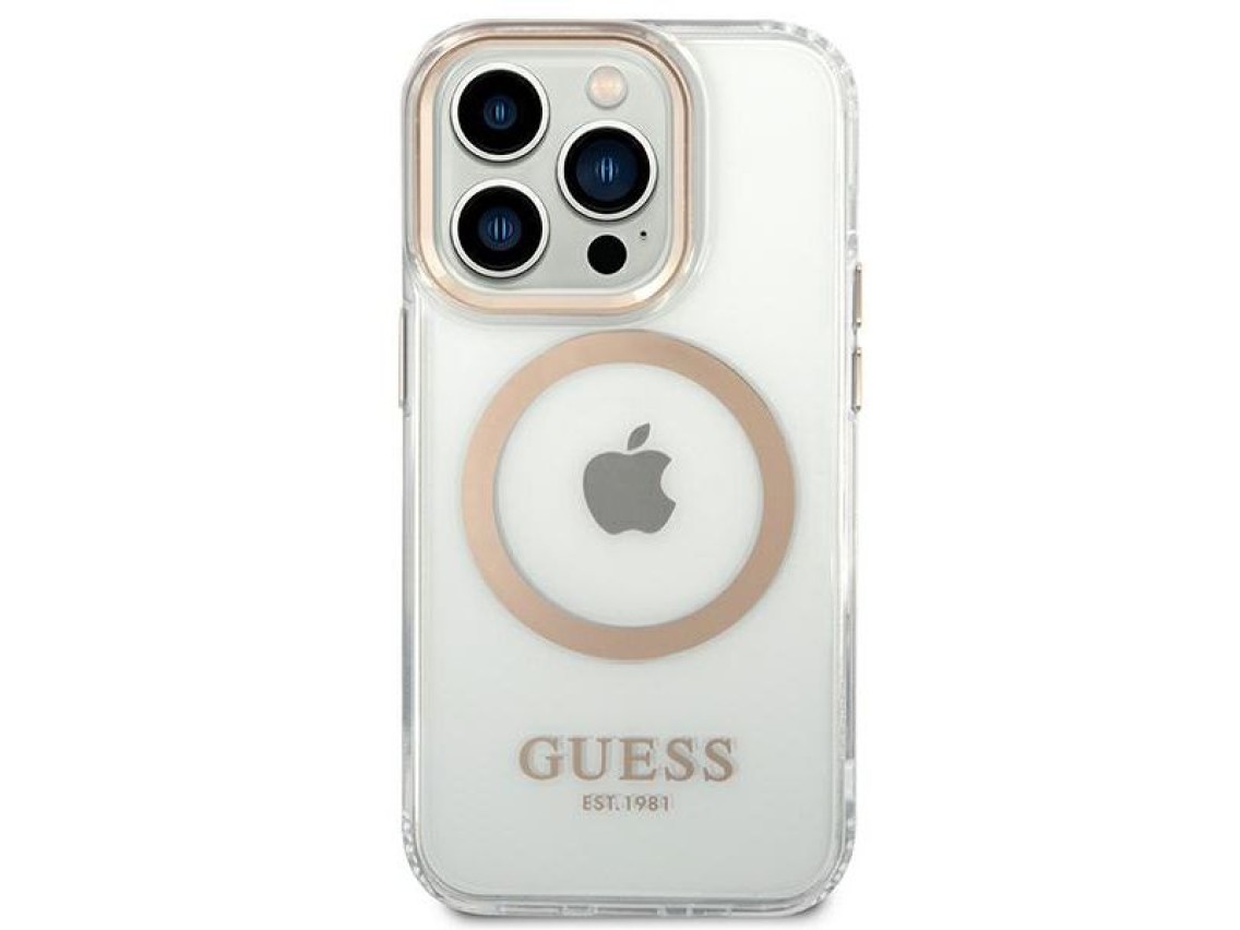 Guess GUHMP14LHTRMD iPhone 14 Pro 6.1 "gold / gold hard case Metal Outline Magsafe