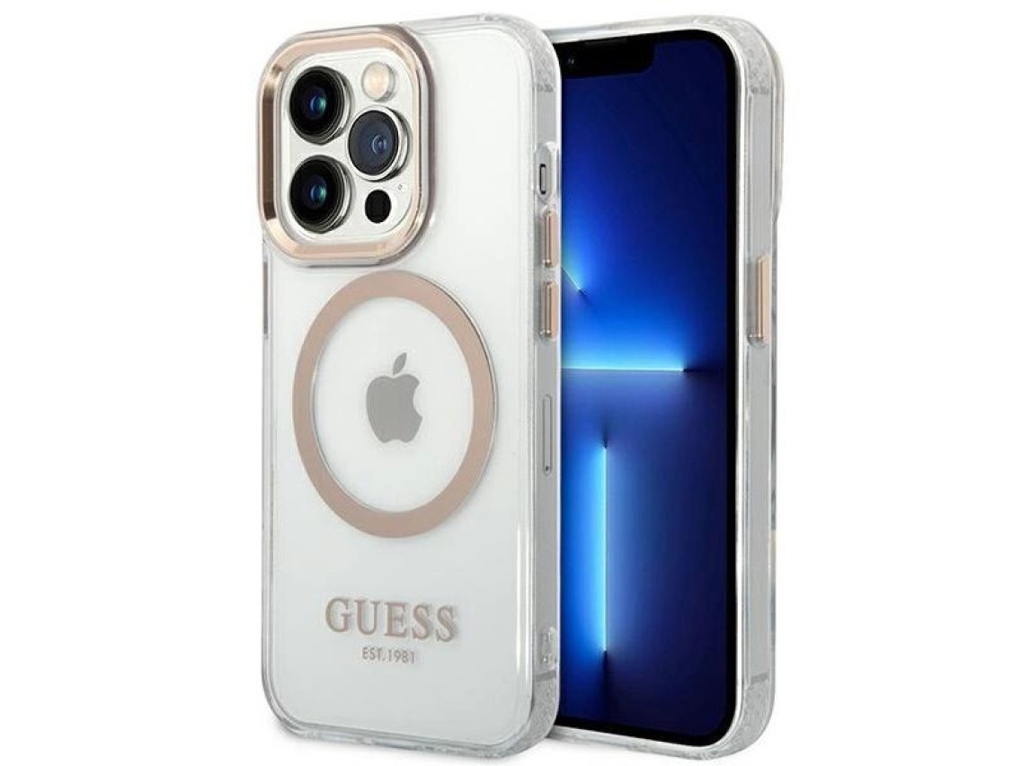 Guess GUHMP14XHTRMD iPhone 14 Pro Max 6.7 "gold / gold hard case Metal Outline Magsafe