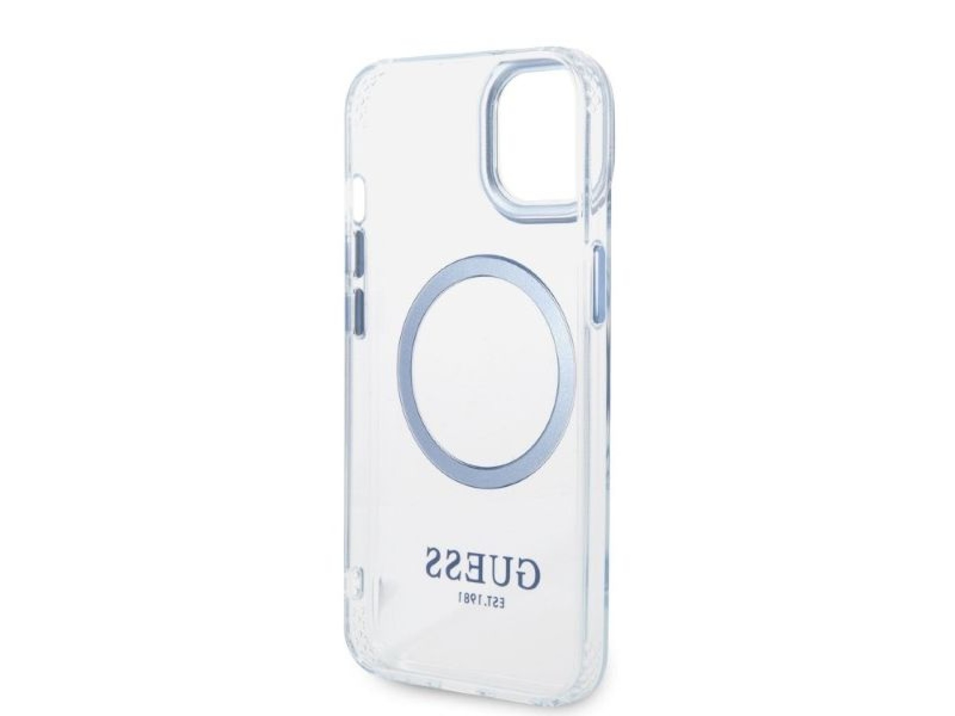 Funda Guess Metal Outline MagSafe para iPhone 14 Plus - azul