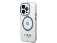 Capa Guess Metal Outline MagSafe para iPhone 14 Pro - azul Capa Guess Metal Outline MagSafe para iPhone 14 Pro - azul