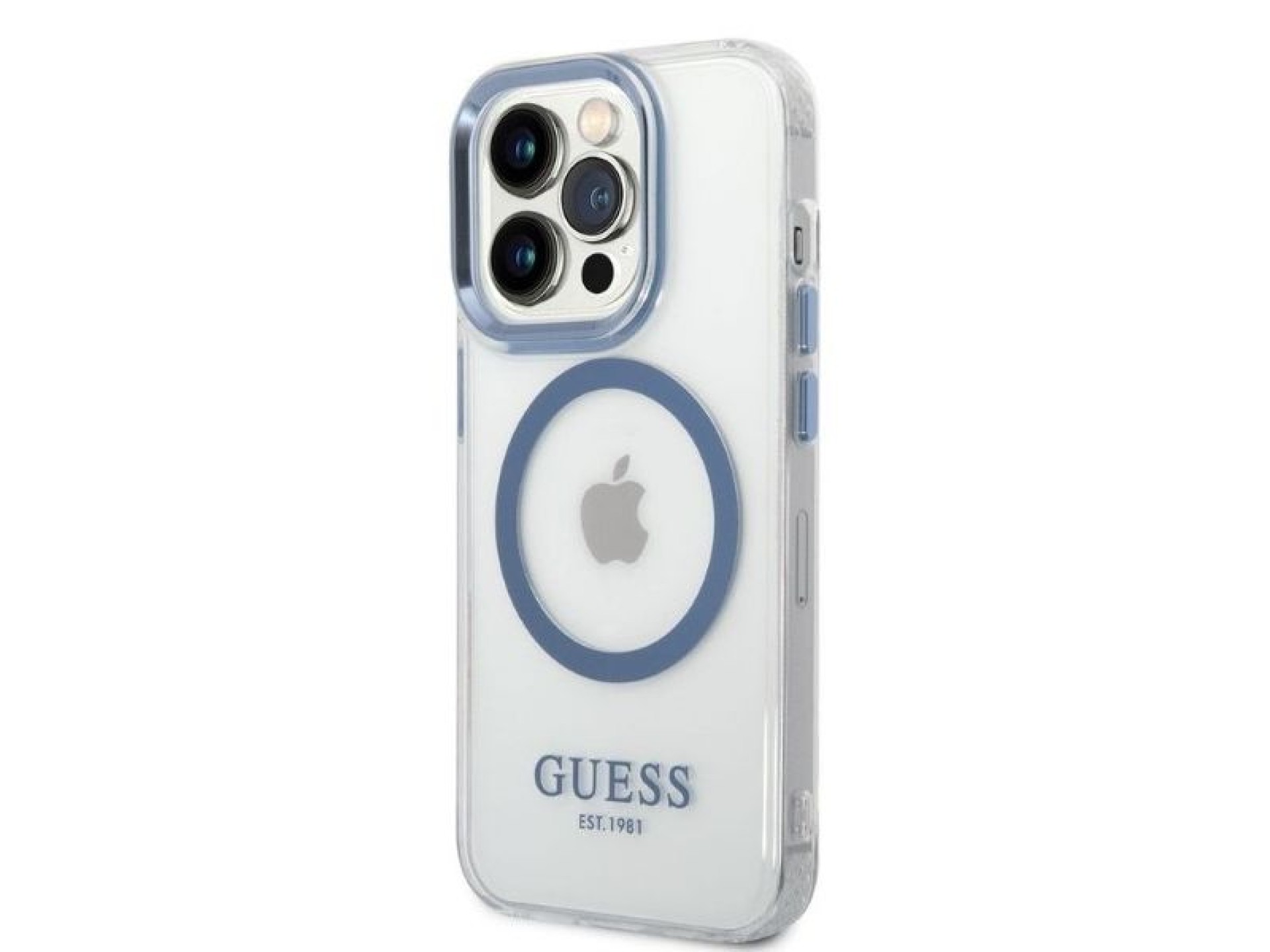 Capa Guess Metal Outline MagSafe para iPhone 14 Pro - azul
