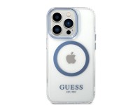 Capa Guess Metal Outline MagSafe para iPhone 14 Pro - azul Capa Guess Metal Outline MagSafe para iPhone 14 Pro - azul