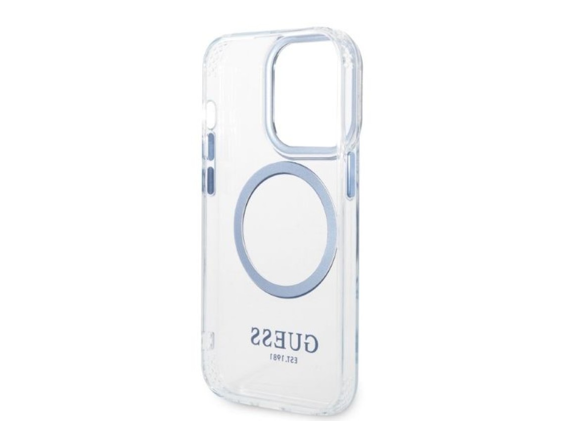 Capa Guess Metal Outline MagSafe para iPhone 14 Pro - azul