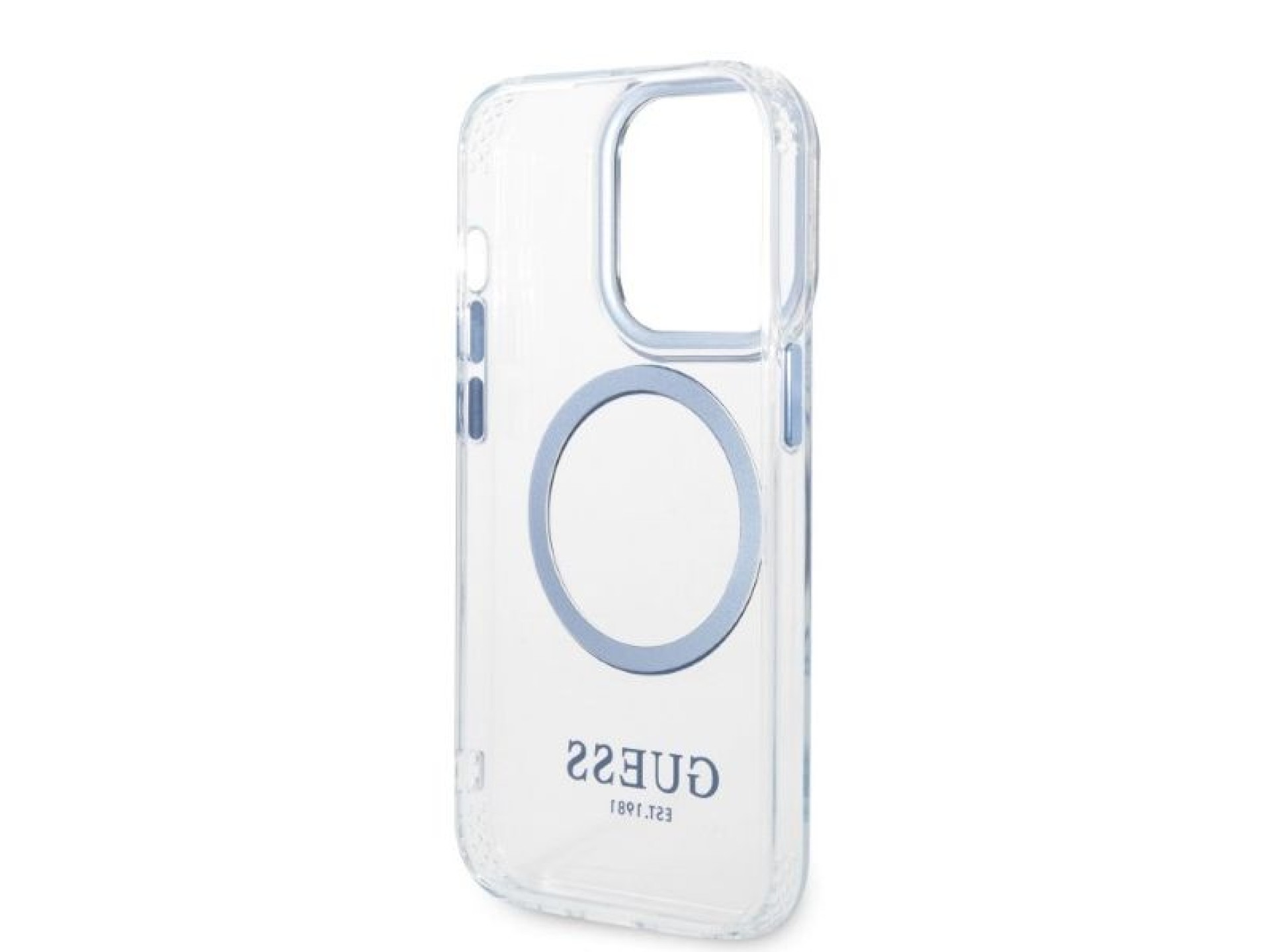 Capa Guess Metal Outline MagSafe para iPhone 14 Pro - azul