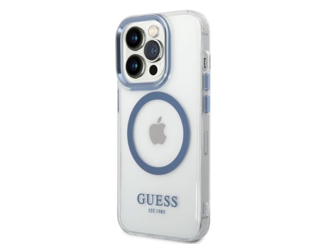 Guess GUHMP14XHTRMB iPhone 14 Pro Max 6.7" blue/blue hard case Metal Outline Magsafe