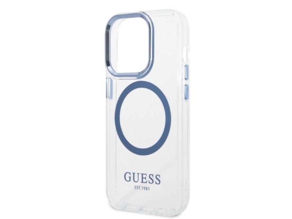 Guess GUHMP14XHTRMB iPhone 14 Pro Max 6.7" blue/blue hard case Metal Outline Magsafe