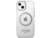 Capa rígida prateada/prateada Guess GUHMP14SHTRMS para iPhone 14 de 6,1 polegadas com contorno metál Capa rígida prateada/prateada Guess GUHMP14SHTRMS para iPhone 14 de 6,1 polegadas com contorno metál