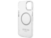 Capa rígida prateada/prateada Guess GUHMP14SHTRMS para iPhone 14 de 6,1 polegadas com contorno metál Capa rígida prateada/prateada Guess GUHMP14SHTRMS para iPhone 14 de 6,1 polegadas com contorno metál