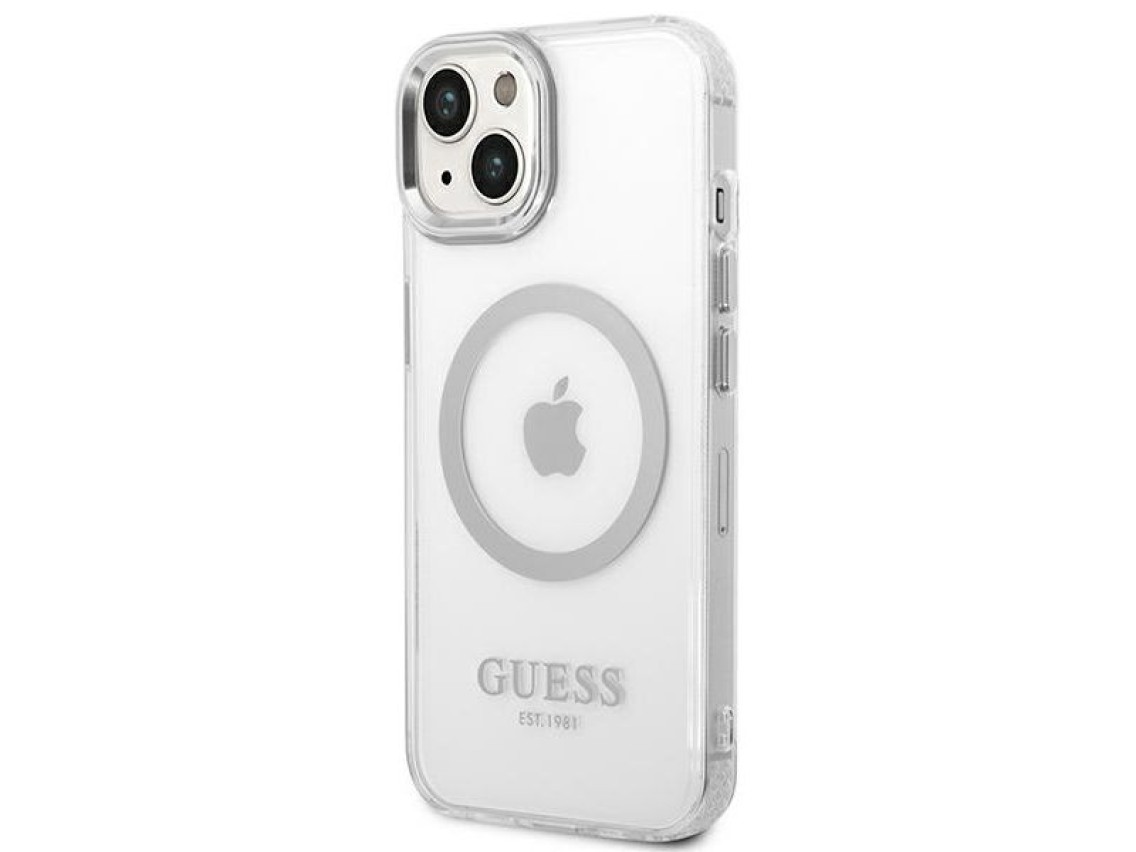 Guess GUHMP14MHTRMS iPhone 14 Plus 6.7" silver/silver hard case Metal Outline Magsafe