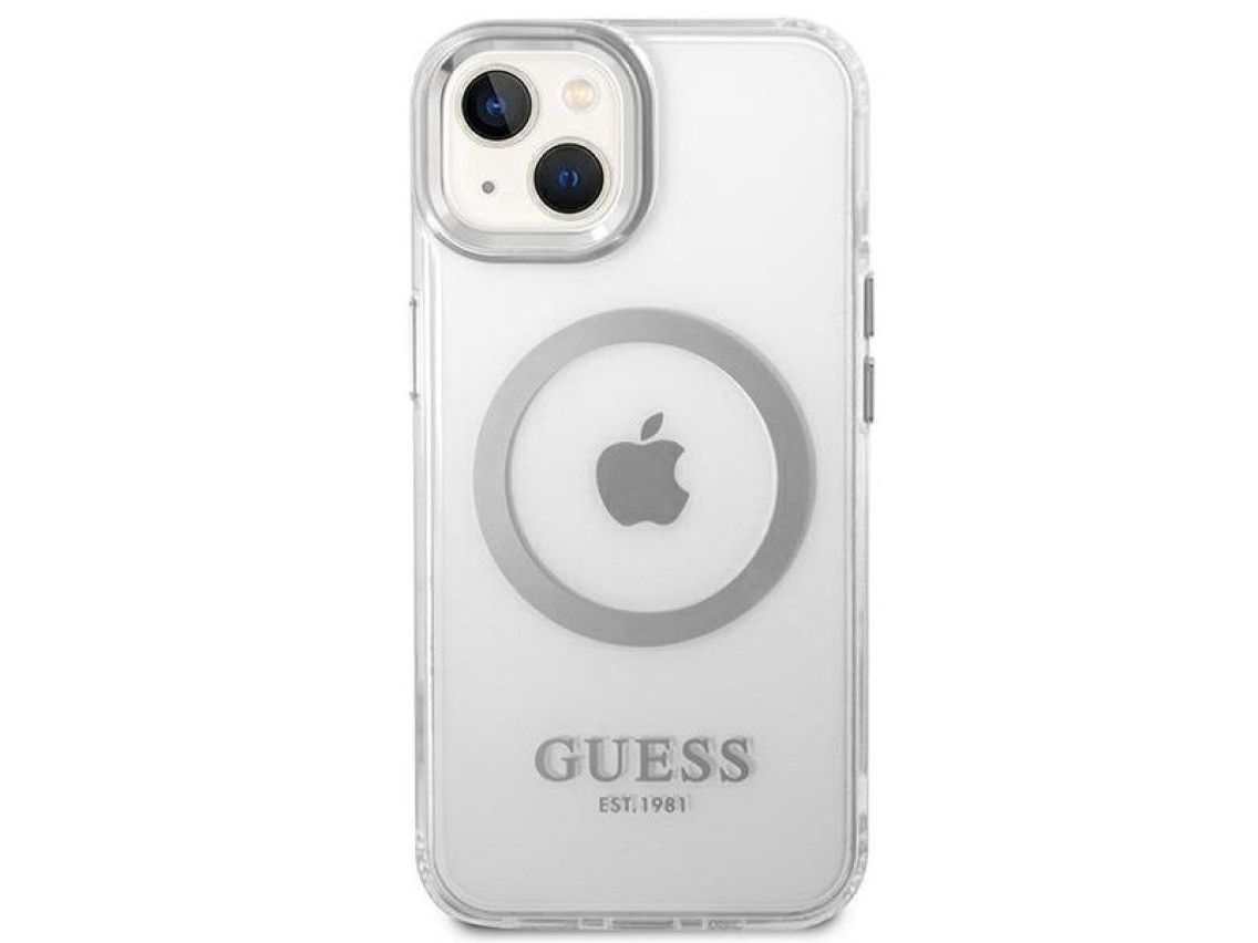 Guess GUHMP14MHTRMS iPhone 14 Plus 6.7" silver/silver hard case Metal Outline Magsafe