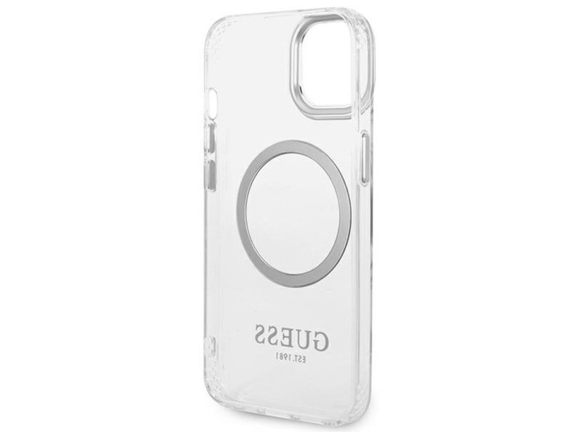 Guess GUHMP14MHTRMS iPhone 14 Plus 6.7" silver/silver hard case Metal Outline Magsafe