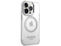 Capa rígida prateada/prateada Guess GUHMP14XHTRMS para iPhone 14 Pro Max 6.7" com contorno metálico Capa rígida prateada/prateada Guess GUHMP14XHTRMS para iPhone 14 Pro Max 6.7" com contorno metálico