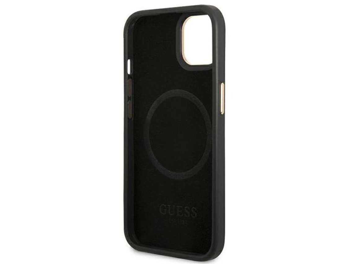 Guess GUHMP14MU4GPRK iPhone 14 Plus 6.7 "black / black hard case 4G Logo Plate MagSafe