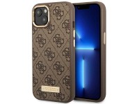 Capa rígida marrom Guess GUHMP14MU4GPRW para iPhone 14 Plus de 6,7 polegadas com logotipo 4G e MagSa Capa rígida marrom Guess GUHMP14MU4GPRW para iPhone 14 Plus de 6,7 polegadas com logotipo 4G e MagSa
