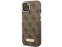 Capa rígida marrom Guess GUHMP14MU4GPRW para iPhone 14 Plus de 6,7 polegadas com logotipo 4G e MagSa Capa rígida marrom Guess GUHMP14MU4GPRW para iPhone 14 Plus de 6,7 polegadas com logotipo 4G e MagSa