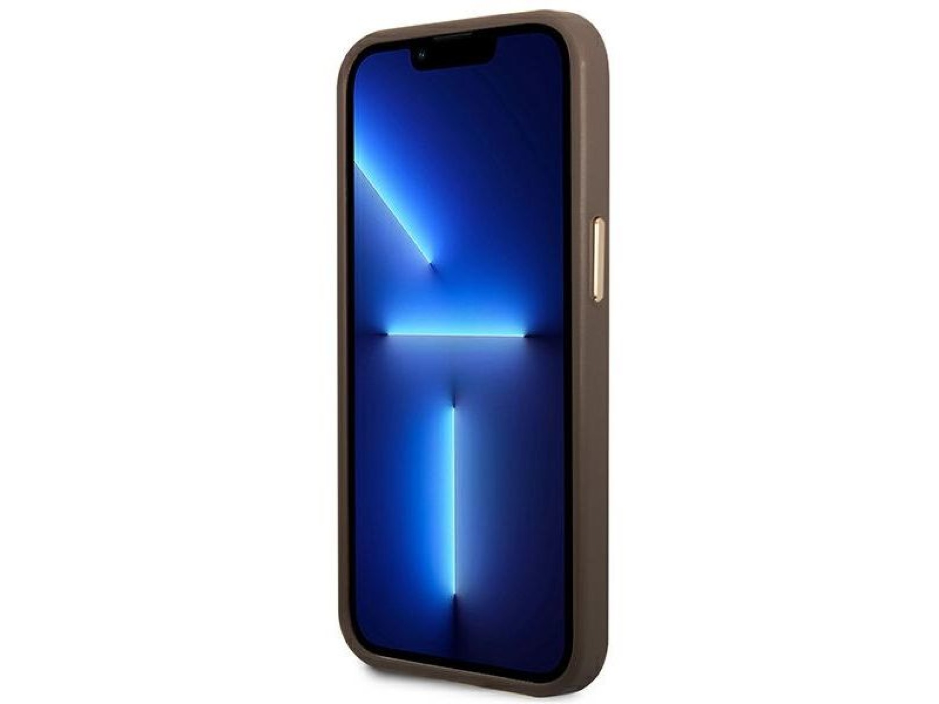 Capa rígida marrom Guess GUHMP14MU4GPRW para iPhone 14 Plus de 6,7 polegadas com logotipo 4G e MagSa