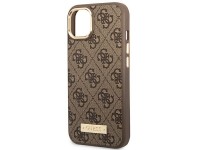 Capa rígida marrom Guess GUHMP14MU4GPRW para iPhone 14 Plus de 6,7 polegadas com logotipo 4G e MagSa Capa rígida marrom Guess GUHMP14MU4GPRW para iPhone 14 Plus de 6,7 polegadas com logotipo 4G e MagSa