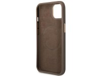 Capa rígida marrom Guess GUHMP14MU4GPRW para iPhone 14 Plus de 6,7 polegadas com logotipo 4G e MagSa Capa rígida marrom Guess GUHMP14MU4GPRW para iPhone 14 Plus de 6,7 polegadas com logotipo 4G e MagSa