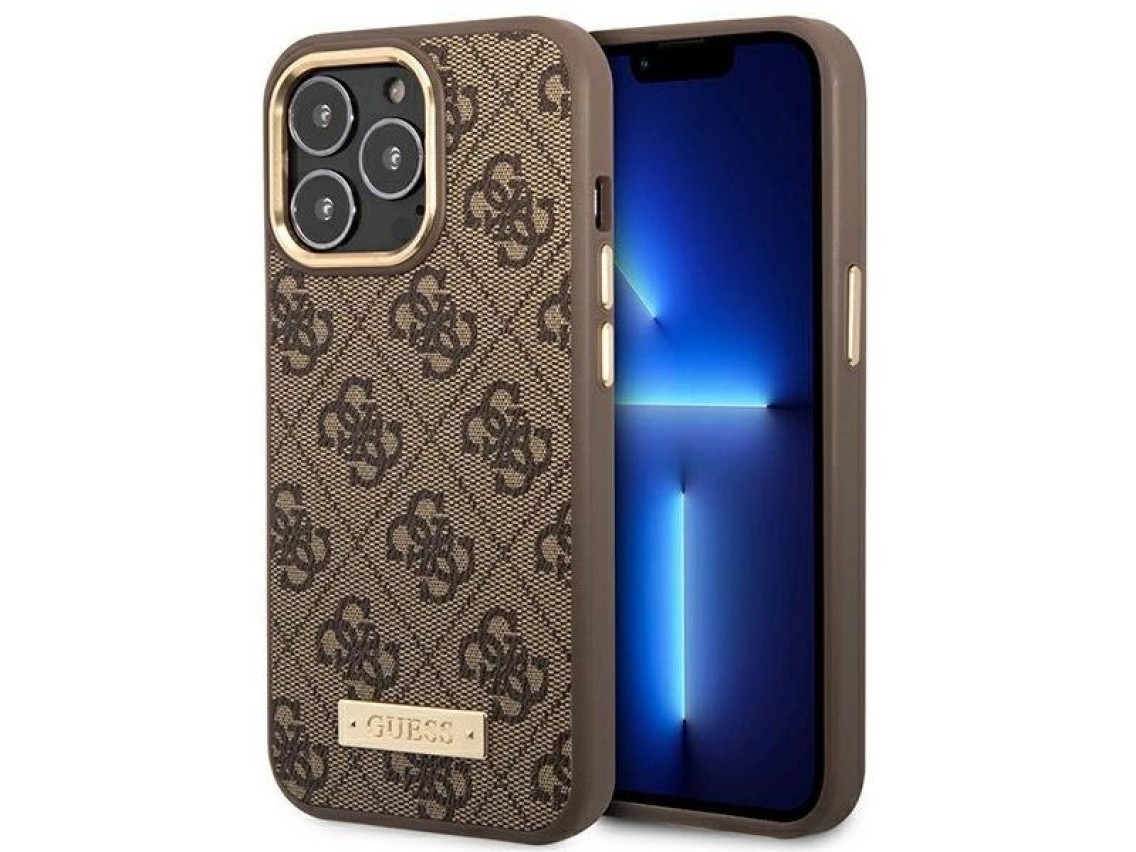 Guess GUHMP14LU4GPRW iPhone 14 Pro 6.1 "brown / brown hard case 4G Logo Plate MagSafe