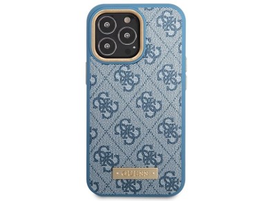 Funda rígida azul/azul para iPhone 14 Pro de 6,1" de Guess GUHMP14LU4GPRB con placa de logotipo 4G y Funda rígida azul/azul para iPhone 14 Pro de 6,1" de Guess GUHMP14LU4GPRB con placa de logotipo 4G y