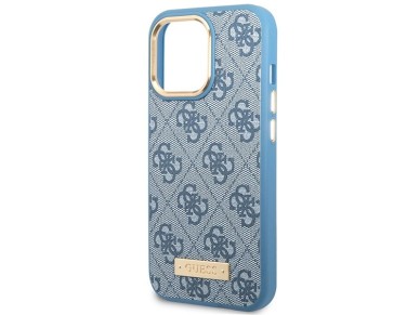 Funda rígida azul/azul para iPhone 14 Pro de 6,1" de Guess GUHMP14LU4GPRB con placa de logotipo 4G y Funda rígida azul/azul para iPhone 14 Pro de 6,1" de Guess GUHMP14LU4GPRB con placa de logotipo 4G y
