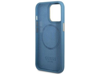Funda rígida azul/azul para iPhone 14 Pro de 6,1" de Guess GUHMP14LU4GPRB con placa de logotipo 4G y Funda rígida azul/azul para iPhone 14 Pro de 6,1" de Guess GUHMP14LU4GPRB con placa de logotipo 4G y
