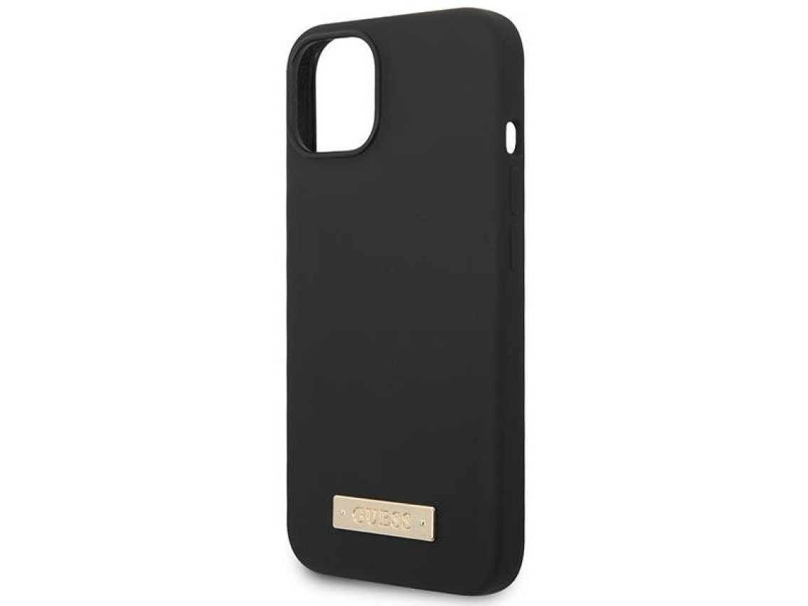 Capa rígida preta/preta Guess GUHMP14MSBPLK para iPhone 14 Plus de 6,7 polegadas com placa de silico