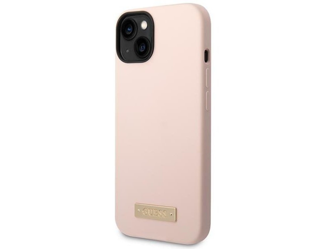 Guess GUHMP14MSBPLP iPhone 14 Plus 6.7 "pink / pink hard case Silicone Logo Plate MagSafe