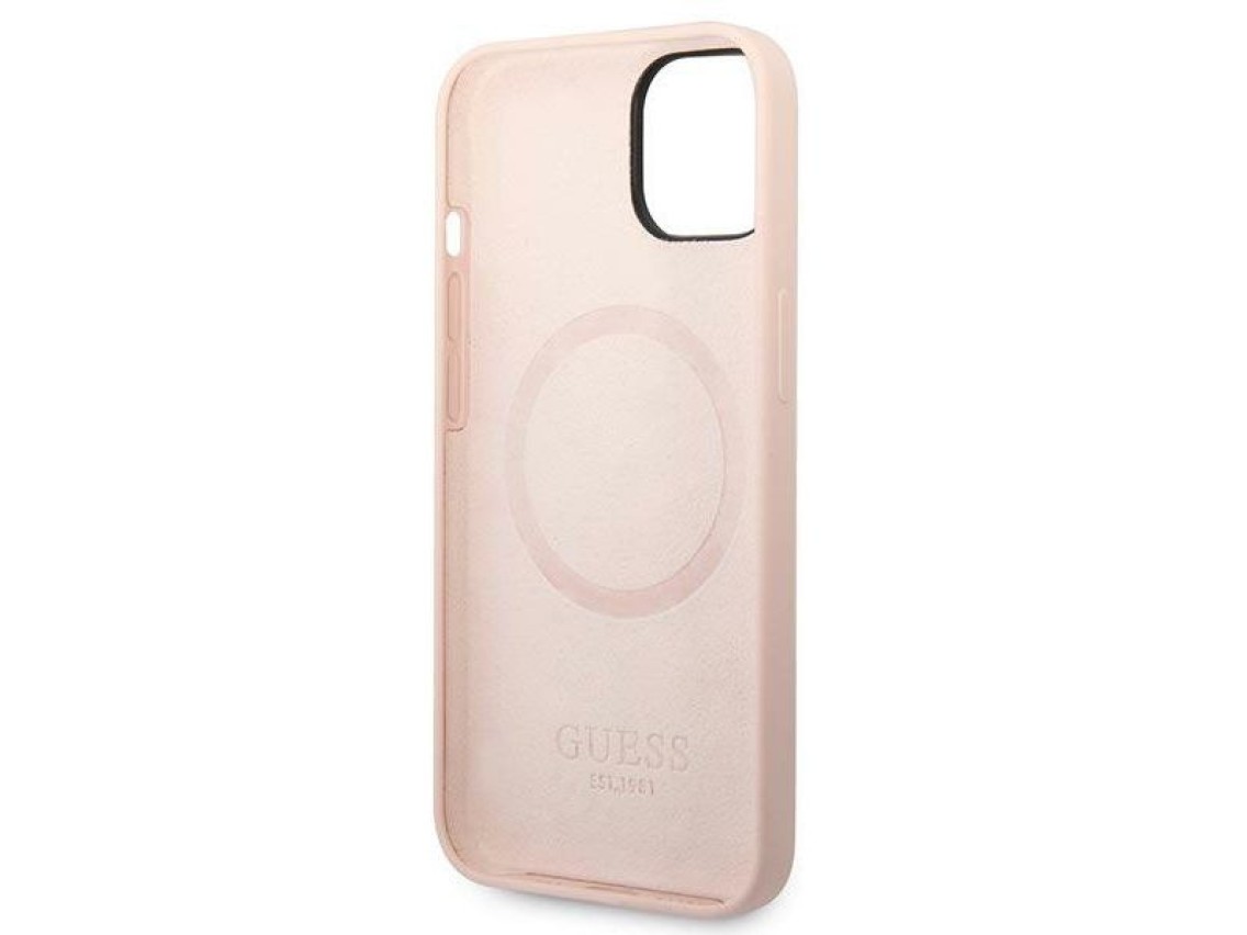 Guess GUHMP14MSBPLP iPhone 14 Plus 6.7 "pink / pink hard case Silicone Logo Plate MagSafe