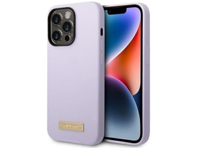 Funda r�gida Guess GUHMP14LSBPLU para iPhone 14 Pro de 6,1" color morado/morado, con placa de silico