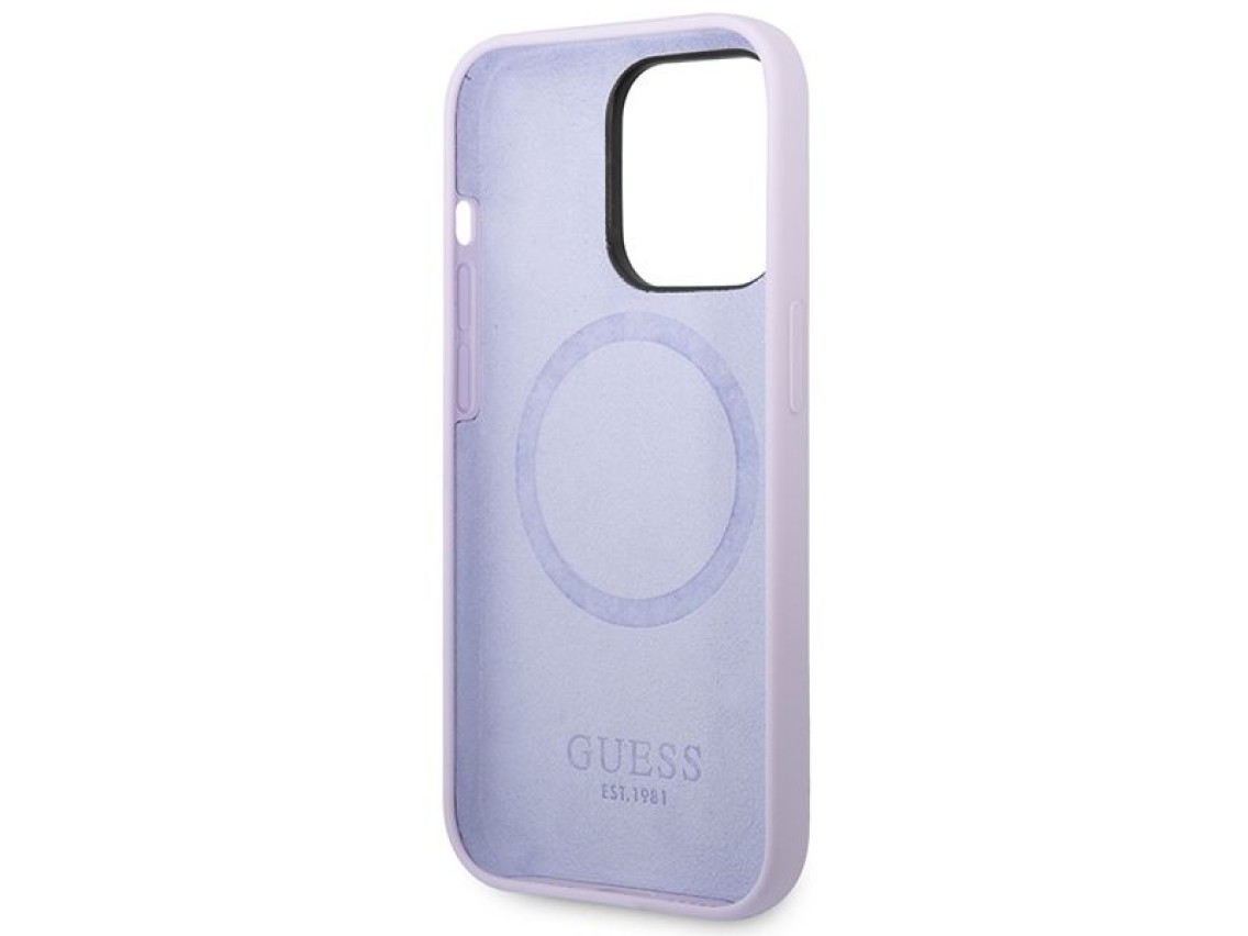 Guess GUHMP14LSBPLU iPhone 14 Pro 6.1" purple/purple hard case Silicone Logo Plate MagSafe