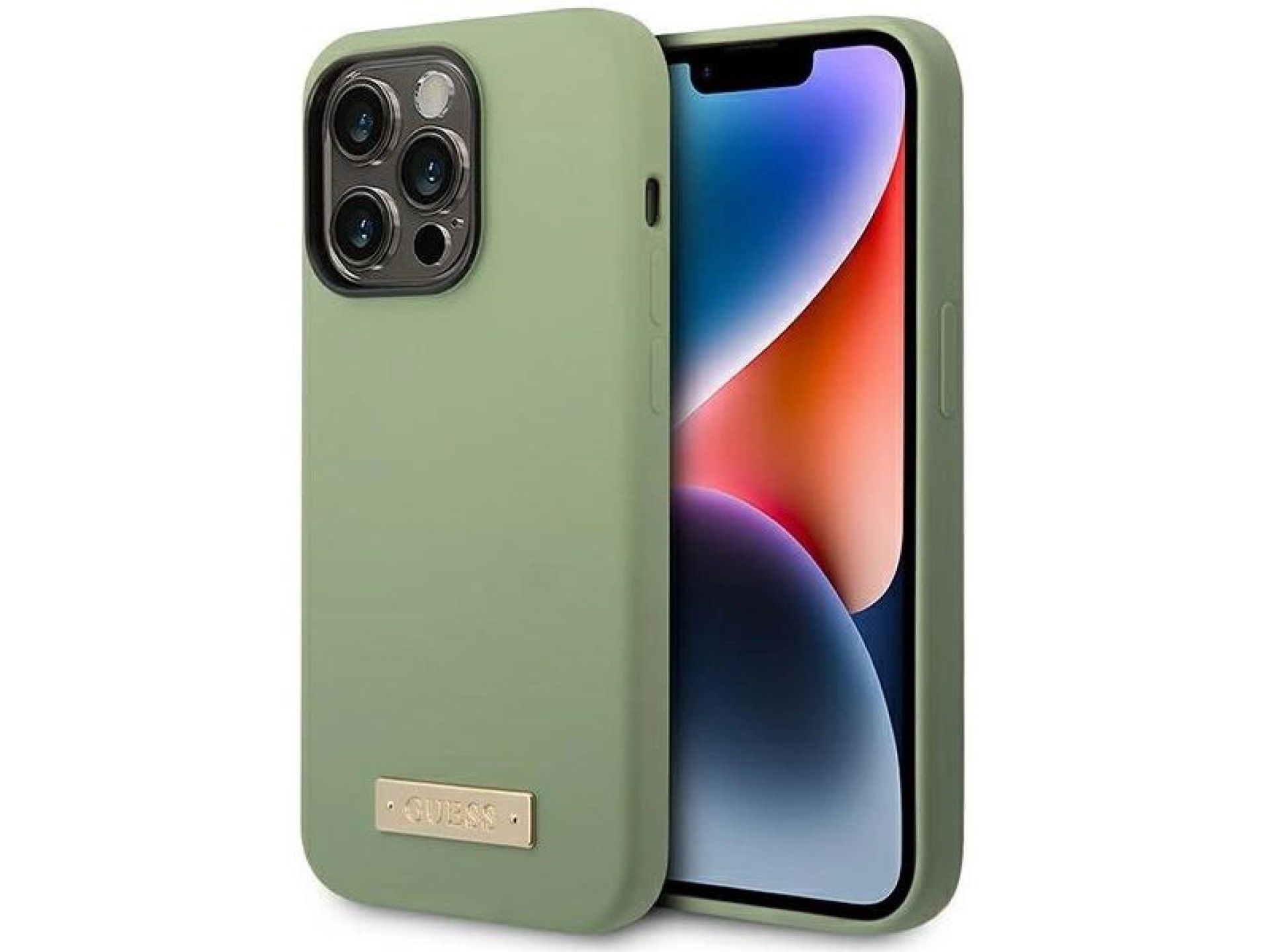 Funda Guess de silicona con logo y MagSafe para iPhone 14 Pro Max - verde