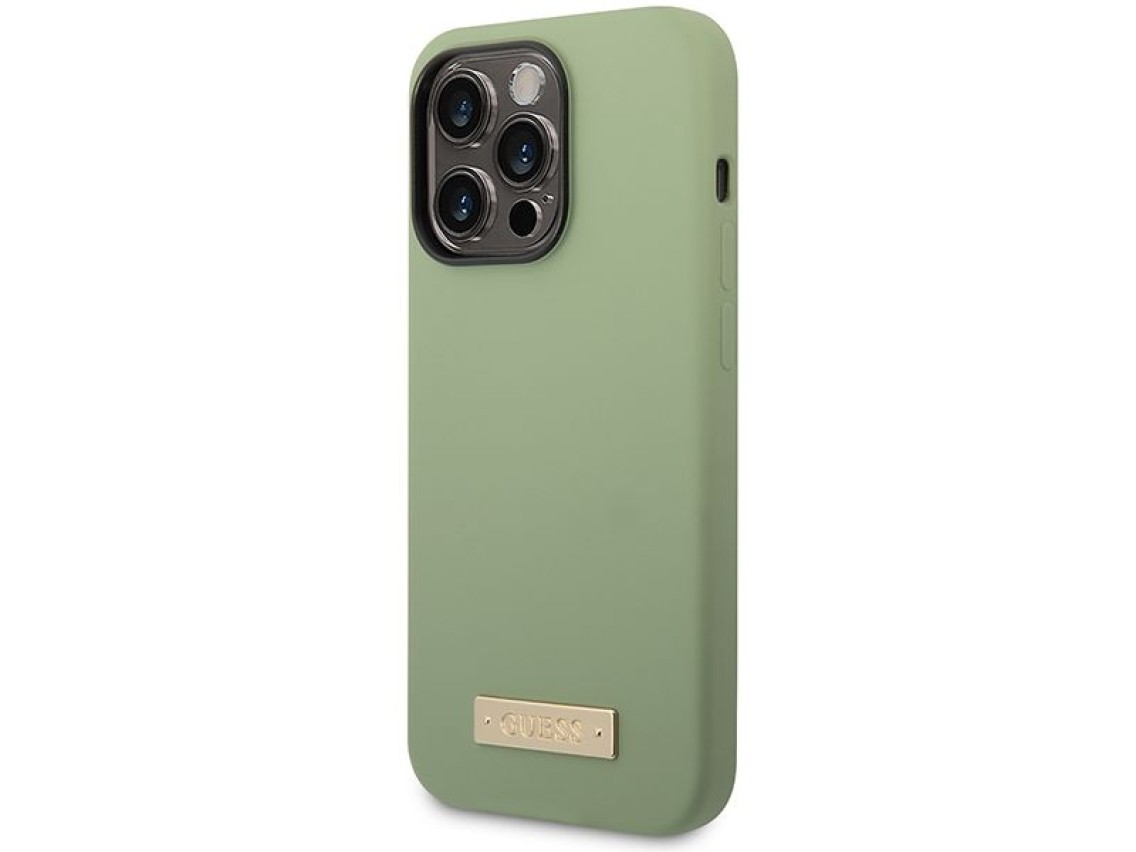 Funda Guess de silicona con logo y MagSafe para iPhone 14 Pro Max - verde