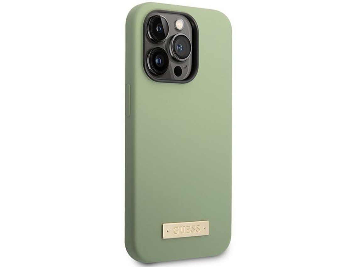 Funda Guess de silicona con logo y MagSafe para iPhone 14 Pro Max - verde