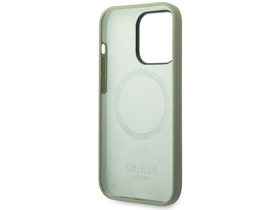 Funda Guess de silicona con logo y MagSafe para iPhone 14 Pro Max - verde