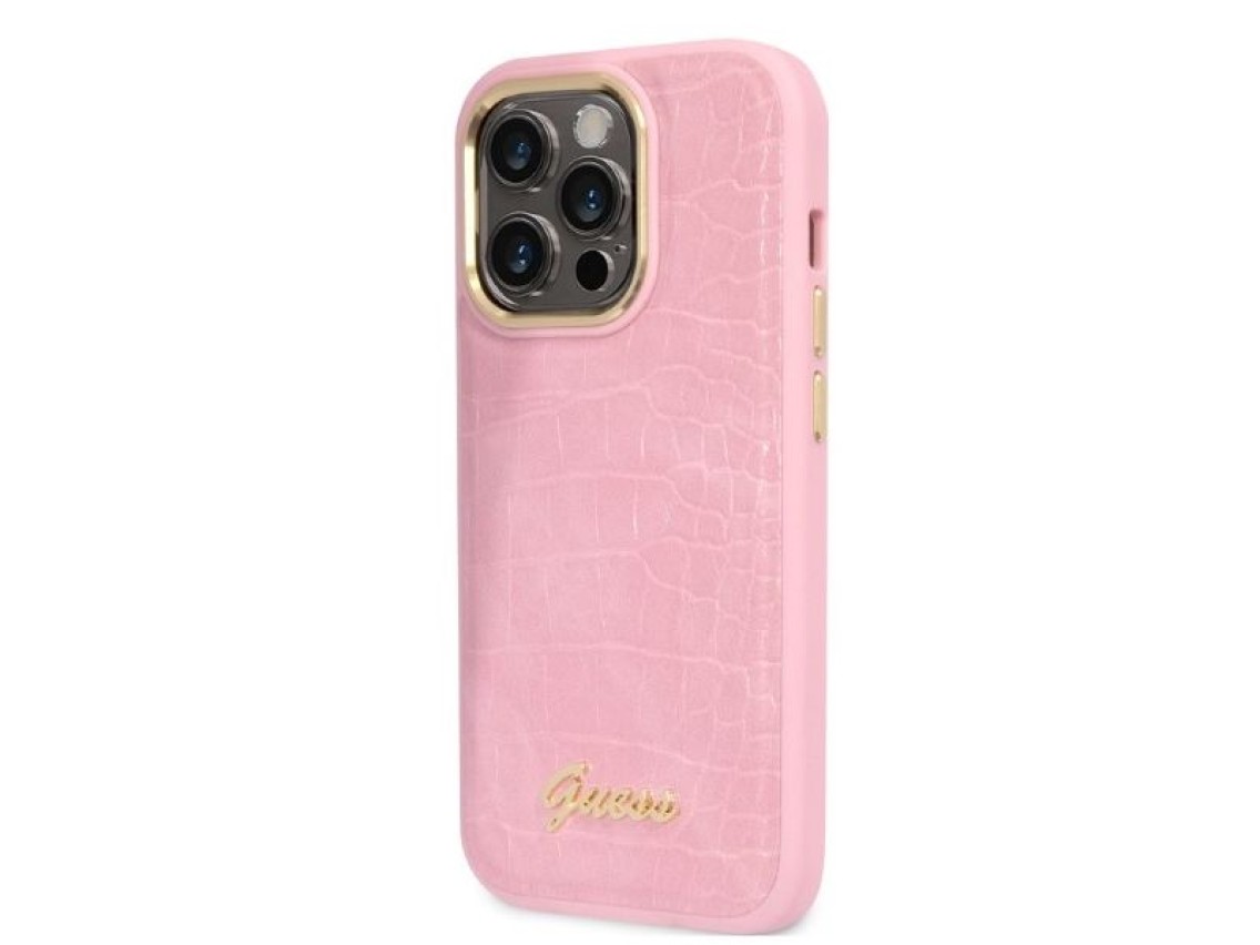 Funda Guess Croco Collection para iPhone 14 Pro - rosa