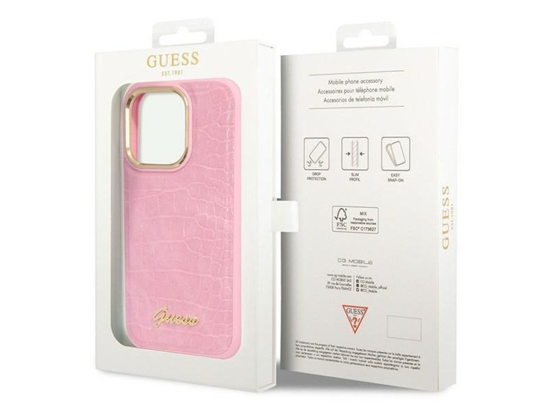 Funda Guess Croco Collection para iPhone 14 Pro - rosa
