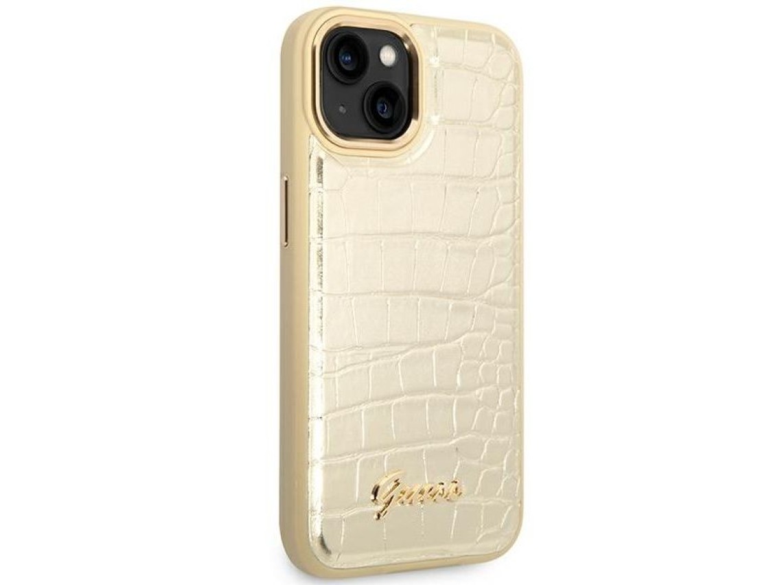Funda rígida dorada Guess GUHCP14MHGCRHD para iPhone 14 Plus de 6,7 pulgadas, color dorado, colecció